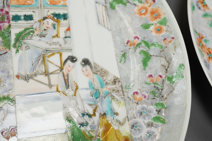 Three Chinese enamelled porcelain plates, mid 19th century